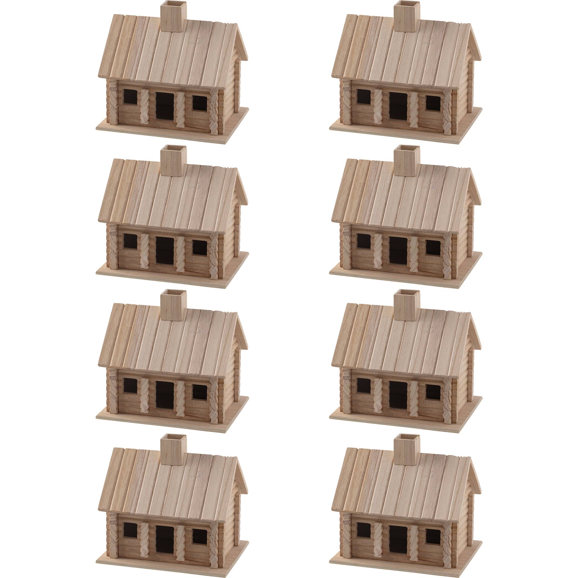 8 Pack: 9" Log Cabin Birdhouse by Make Market®